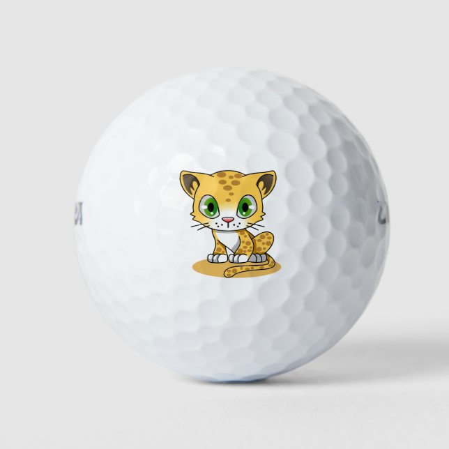 Cartoon Cat Character Feline L Leopard Golfball (Vorderseite)