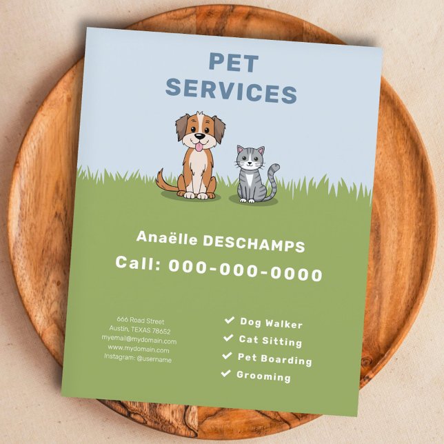 Cartoon Cat & Dog - Pet Services Flyer (Cartoon Cat & Dog - Pet Services Flyer)