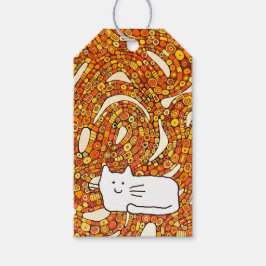 Cartoon Cat Doodle Line Drawing Gift Tags Geschenkanhänger