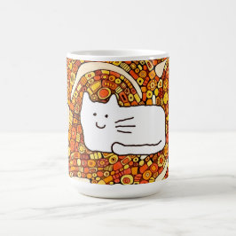 Cartoon Cat Doodle Line Drawing Kaffeetasse