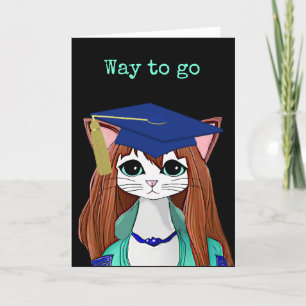Cartoon Cat Graduate Karte