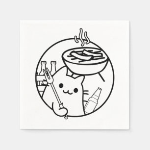 Cartoon Cat Grilling GRILLEN Grill Napkins Serviette