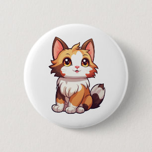 Cartoon Cat Illustration Button