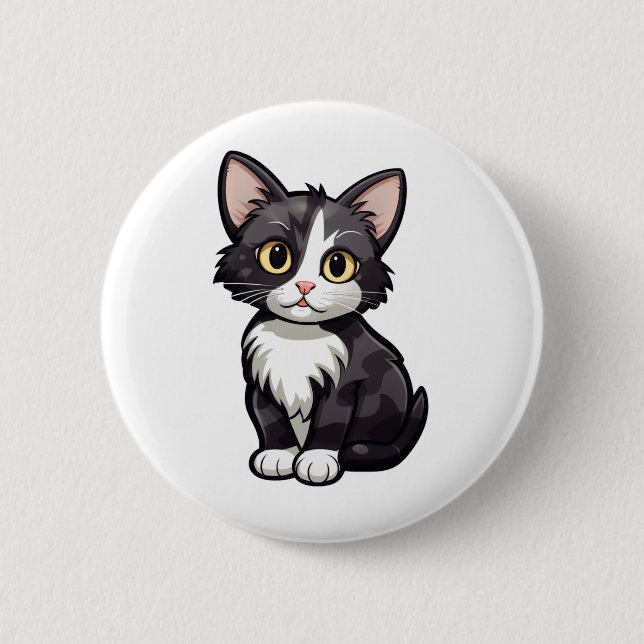 Cartoon Cat Illustration Button (Vorderseite)
