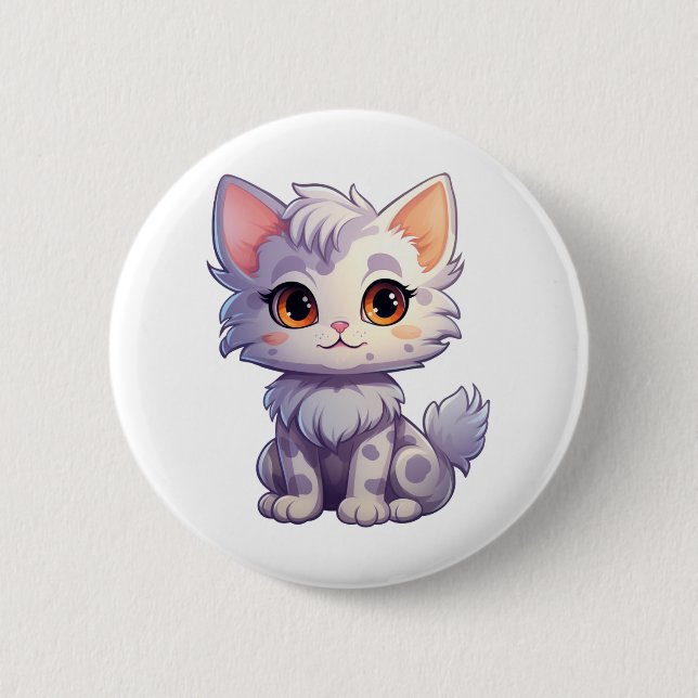 Cartoon Cat Illustration Button (Vorderseite)