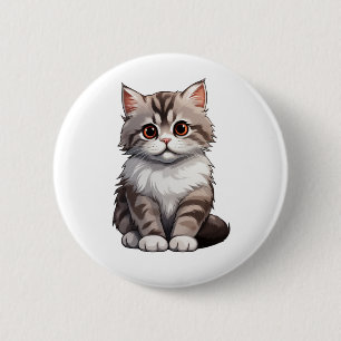 Cartoon Cat Illustration Button