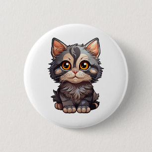 Cartoon Cat Illustration Button