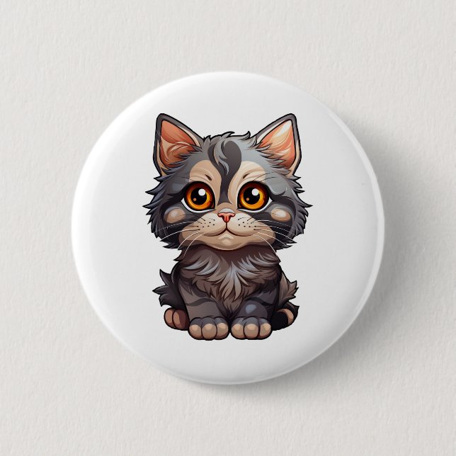 Cartoon Cat Illustration Button (Vorderseite)