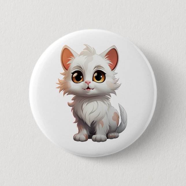 Cartoon Cat Illustration Button (Vorderseite)