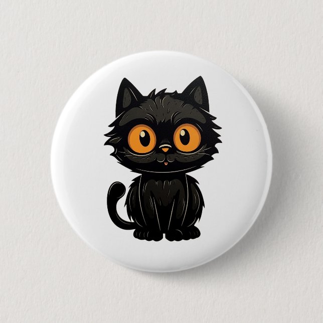 Cartoon Cat Illustration Button (Vorderseite)