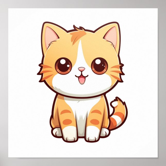 Cartoon Cat Illustration Poster (Vorne)