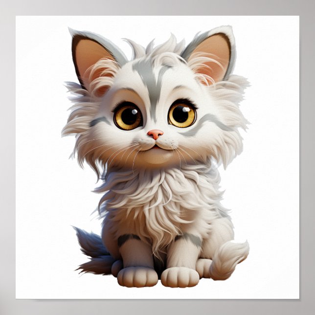 Cartoon Cat Illustration Poster (Vorne)