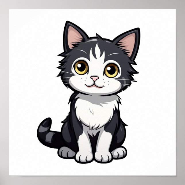 Cartoon Cat Illustration Poster (Vorne)