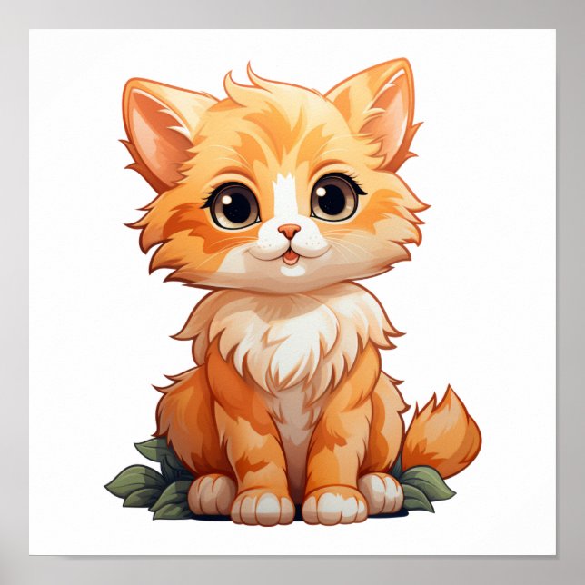 Cartoon Cat Illustration Poster (Vorne)