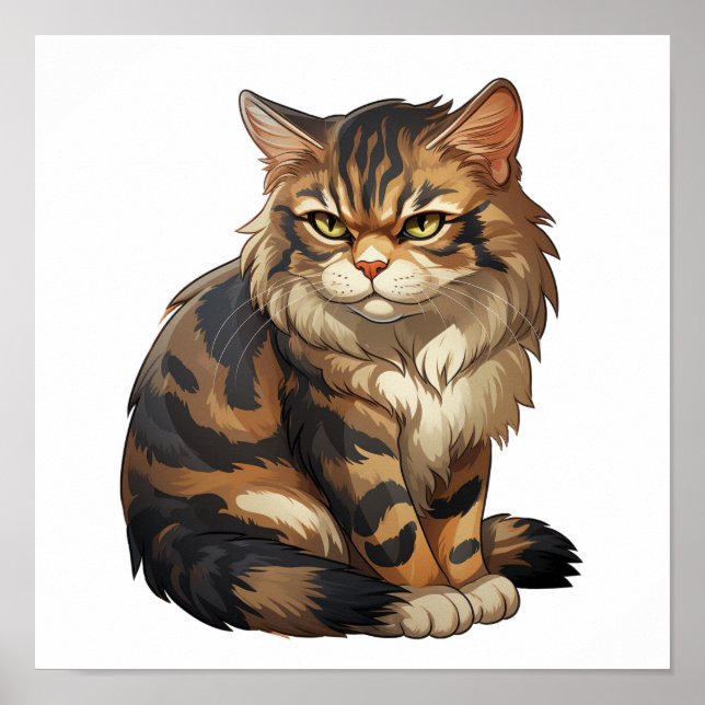 Cartoon Cat Illustration Poster (Vorne)