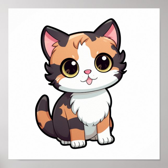 Cartoon Cat Illustration Poster (Vorne)