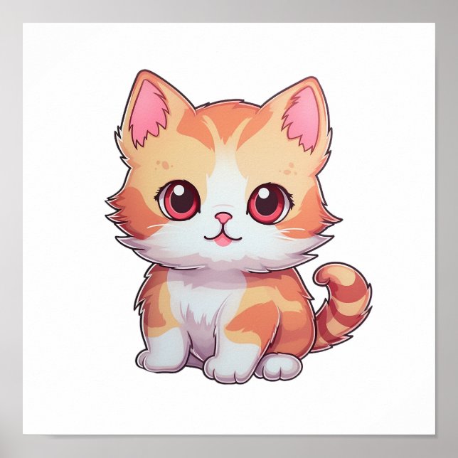 Cartoon Cat Illustration Poster (Vorne)