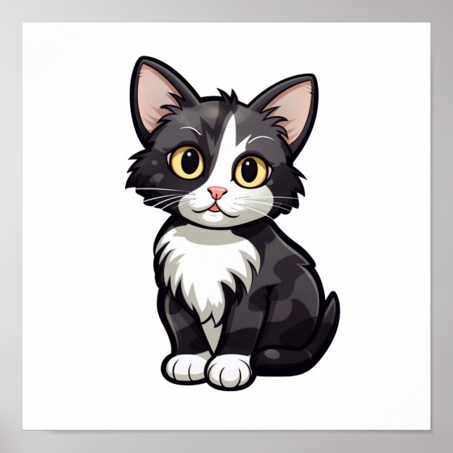 Cartoon Cat Illustration Poster (Vorne)
