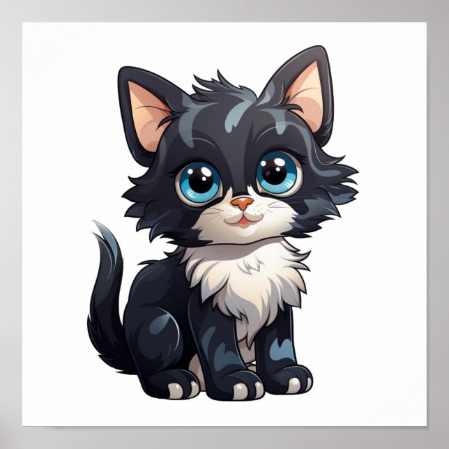 Cartoon Cat Illustration Poster (Vorne)