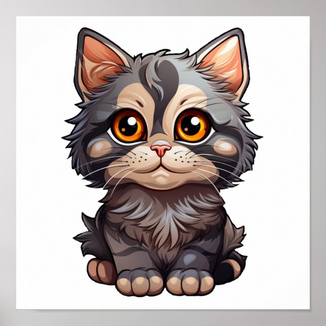 Cartoon Cat Illustration Poster (Vorne)
