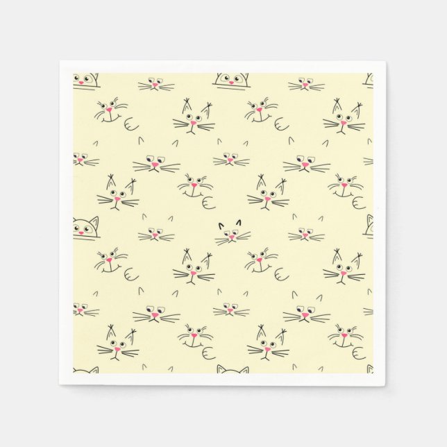 Cartoon Cat Illustration Serviette (Vorderseite)