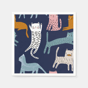 Cartoon Cat Illustration Serviette