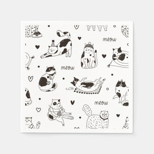 Cartoon Cat Illustration Serviette (Vorderseite)