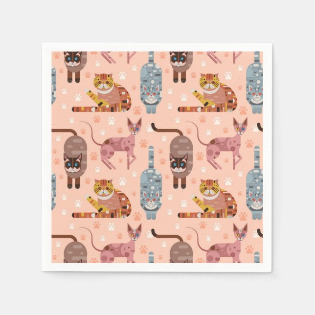 Cartoon Cat Illustration Serviette (Vorderseite)