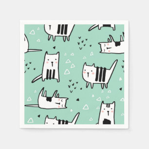 Cartoon Cat Illustration Serviette