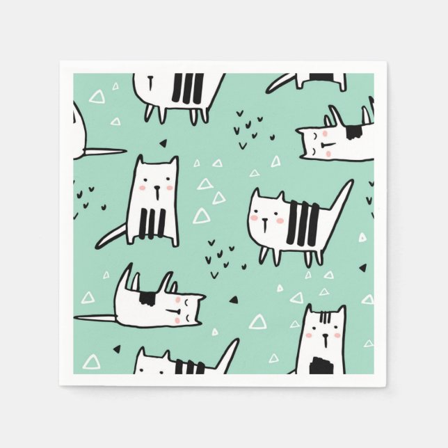 Cartoon Cat Illustration Serviette (Vorderseite)