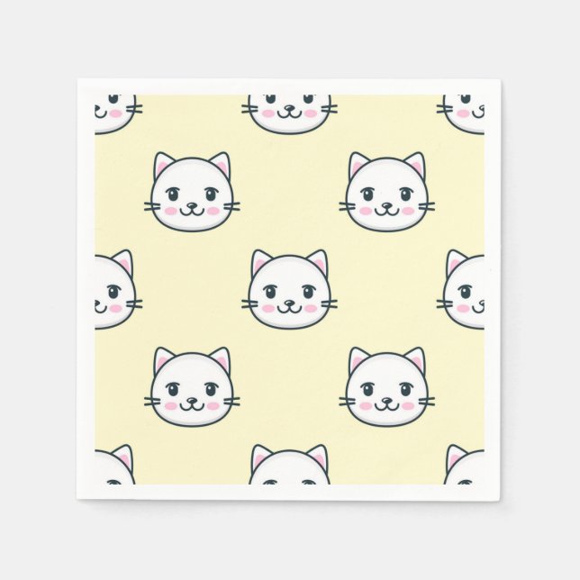 Cartoon Cat Illustration Serviette (Vorderseite)