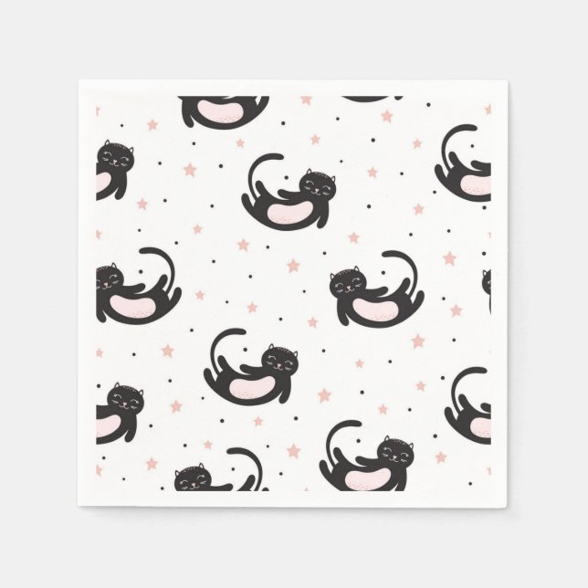 Cartoon Cat Illustration Serviette (Vorderseite)