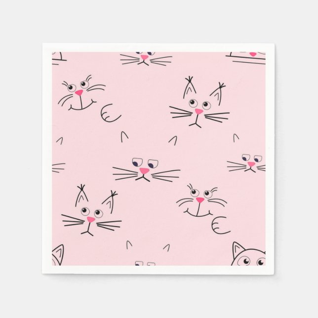 Cartoon Cat Illustration Serviette (Vorderseite)