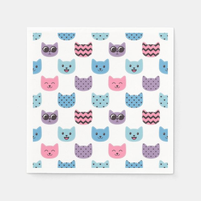 Cartoon Cat Illustration Serviette (Vorderseite)