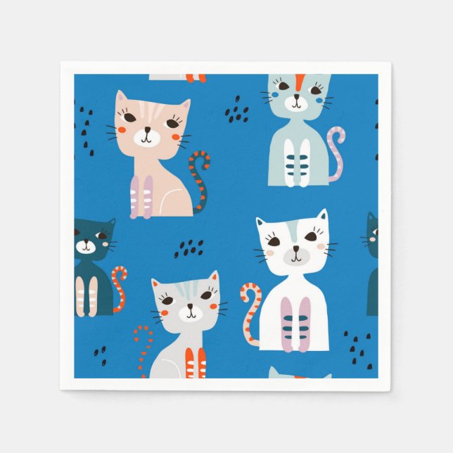 Cartoon Cat Illustration Serviette (Vorderseite)