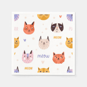 Cartoon Cat Illustration Serviette