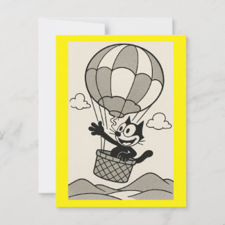 Cartoon Cat In Cartoon Ballon Basket Postkarte