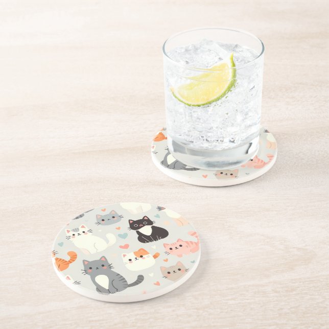 Cartoon Cat Lover Untersetzer - Fun Table Decor (Seite)