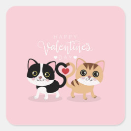 Cartoon Cat Paar Quadratischer Aufkleber