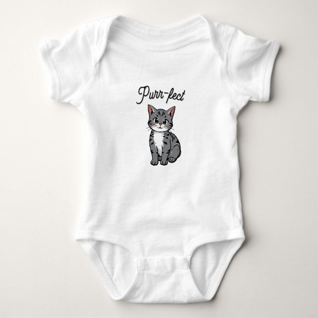 Cartoon Cat Purr-fect Baby Strampler (Vorderseite)