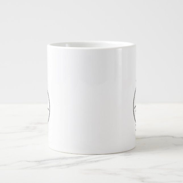 Cartoon Cat Sitzen mit Neugier Jumbo-Tasse (Vorderseite)
