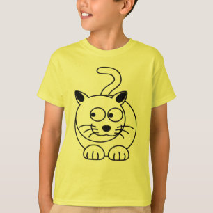 Cartoon Cat Sitzen mit Neugier T-Shirt