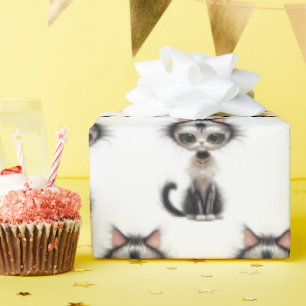 Cartoon Cat with Pearl Necklace Geschenkpapier