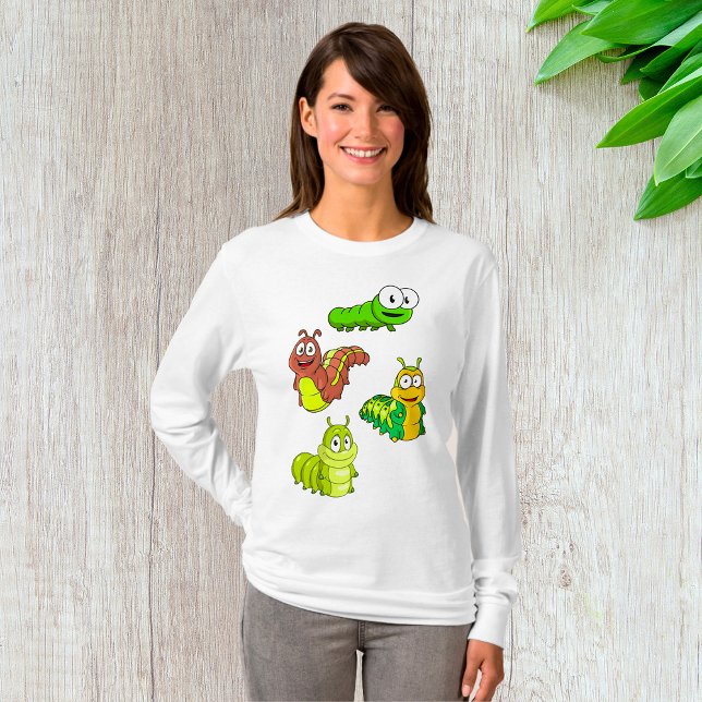 Cartoon Caterpillar Characters Adorable Insects T-Shirt (Von Creator hochgeladen)