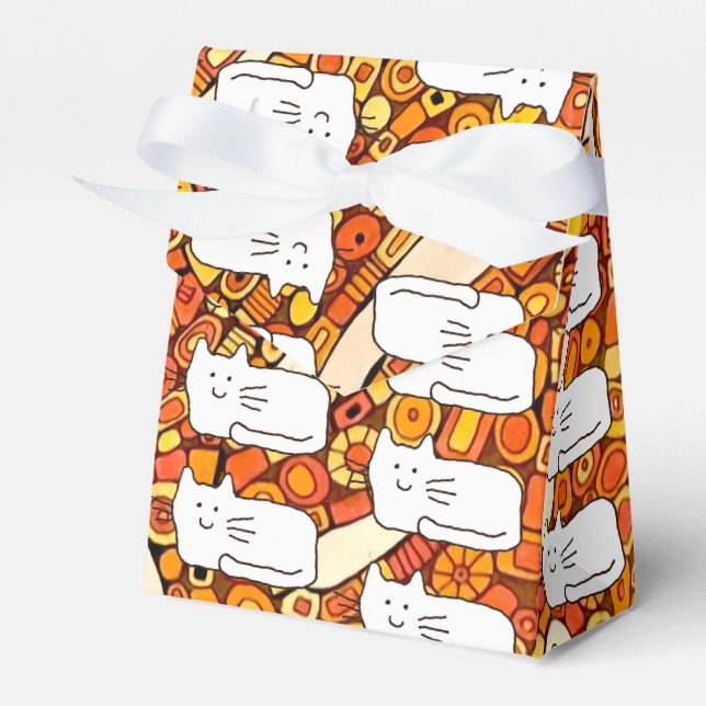 Cartoon Cats Doodle Line Drawing Favor Boxes Geschenkschachtel (Vorderseite)