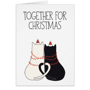 Cartoon Cats Draped in Mini-Lights Christmas Card