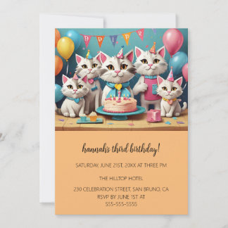 Cartoon Cats Kids's Purr-fect Geburtstagspartei Einladung