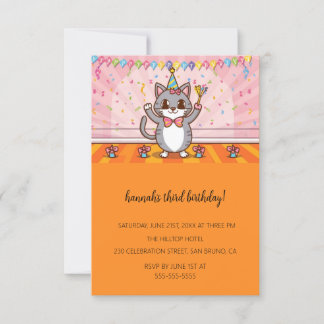 Cartoon Cats Kids's Purr-fect Geburtstagspartei Einladung