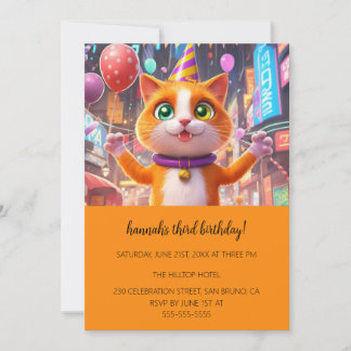 Cartoon Cats Kids's Purr-fect Geburtstagspartei Einladung