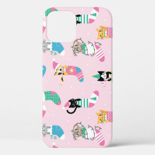Cartoon Cats Weihnachten Nahtloses Muster Case-Mate iPhone Hülle